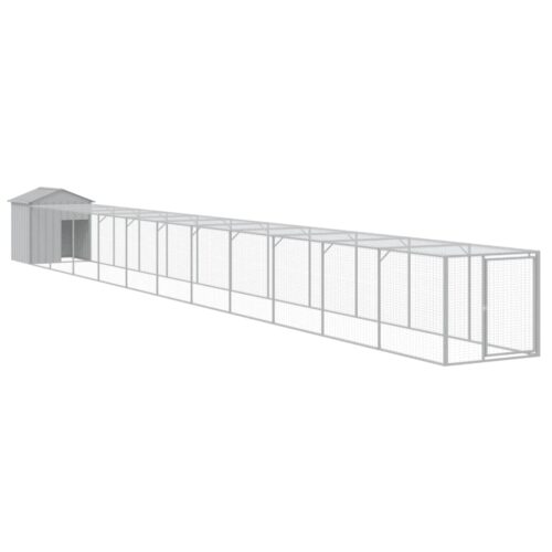 Chicken Cage with Run Light Grey 117x1221x123cm Galvanised Steel