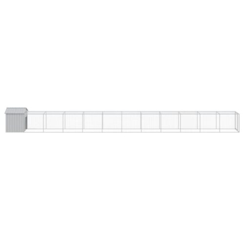 Chicken Cage with Run Light Grey 117x1221x123cm Galvanised Steel - Image 4