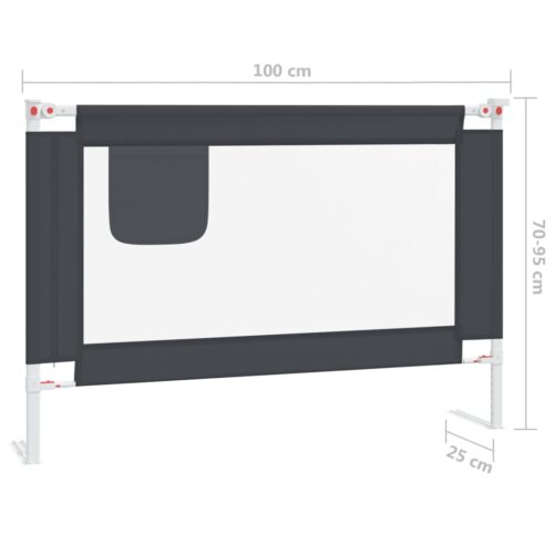 Toddler Safety Bed Rail Dark Grey 100x25cm Fabric - Image 8