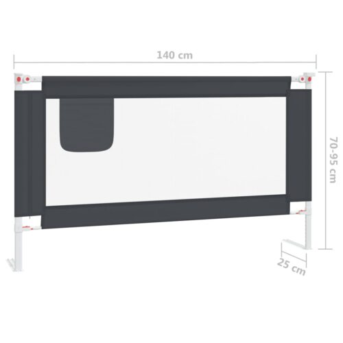 Toddler Safety Bed Rail Dark Grey 140x25cm Fabric - Image 8