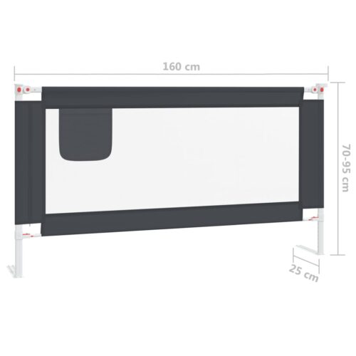 Toddler Safety Bed Rail Dark Grey 160x25cm Fabric - Image 8