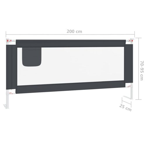 Toddler Safety Bed Rail Dark Grey 200x25cm Fabric - Image 8