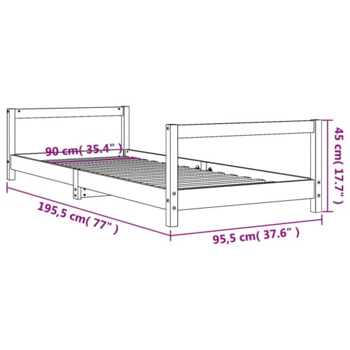 Kids Bed Frame 90x190cm Solid Wood Pine - Image 9