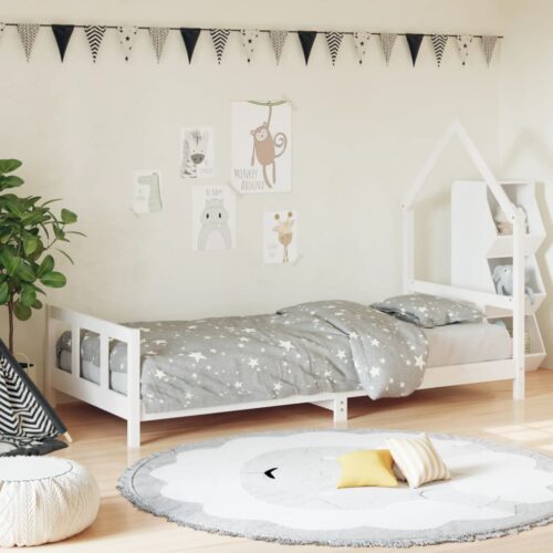 Kids Bed Frame White 92x187cm Single Solid Wood Pine