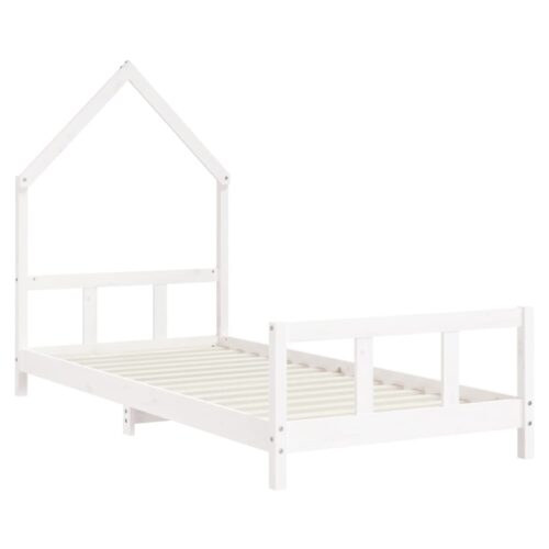 Kids Bed Frame White 92x187cm Single Solid Wood Pine - Image 3