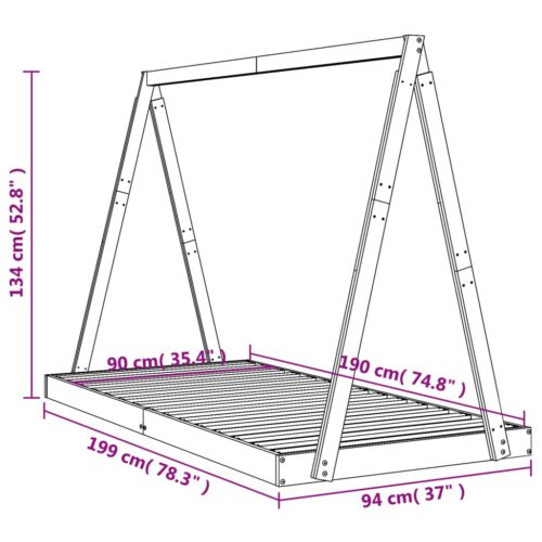 Kids Bed Frame White 90x190cm Solid Wood Pine - Image 9