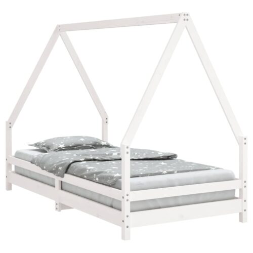 Kids Bed Frame White 90x190cm Solid Wood Pine - Image 2