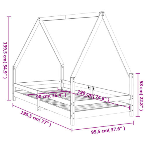 Kids Bed Frame White 90x190cm Solid Wood Pine - Image 9