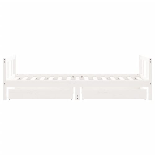 Kids Bed Frame with Drawers White 90x190cm Solid Wood Pine - Image 6