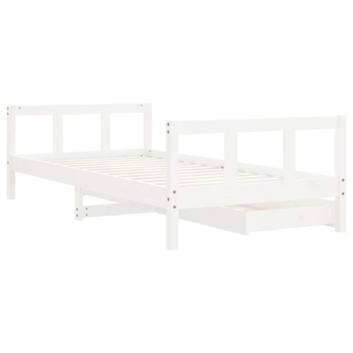 Kids Bed Frame with Drawers White 90x190cm Solid Wood Pine - Image 7