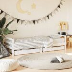 Kids Bed Frame with Drawers White 90x190cm Solid Wood Pine