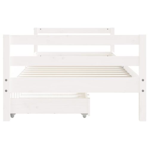 Kids Bed Frame with Drawers White 90x190cm Solid Wood Pine - Image 5