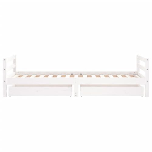 Kids Bed Frame with Drawers White 90x190cm Solid Wood Pine - Image 6