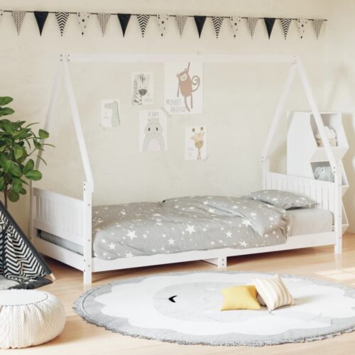 Kids Bed Frame White 90x190cm Solid Wood Pine