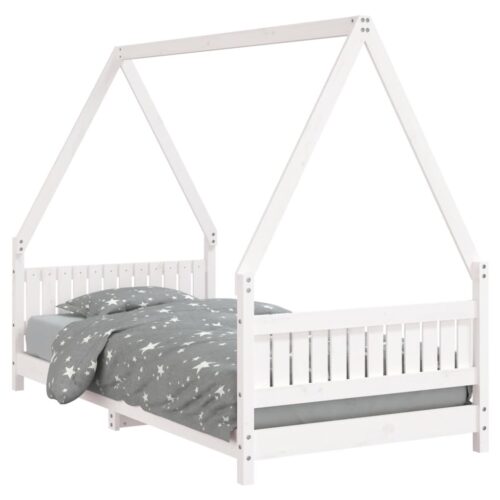 Kids Bed Frame White 90x190cm Solid Wood Pine - Image 2
