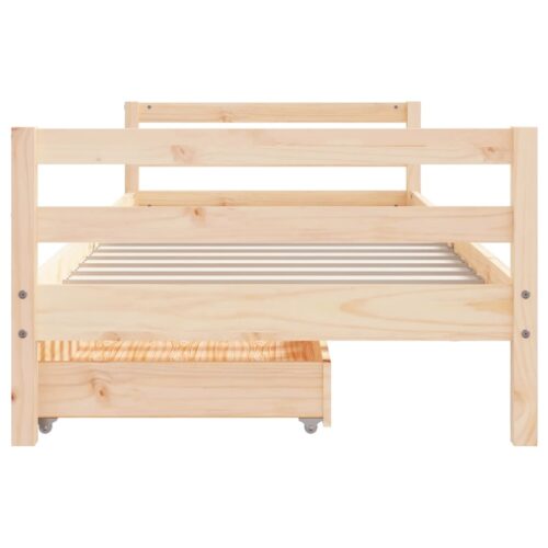 Kids Bed Frame with Drawers 90x190cm Solid Wood Pine - Image 5