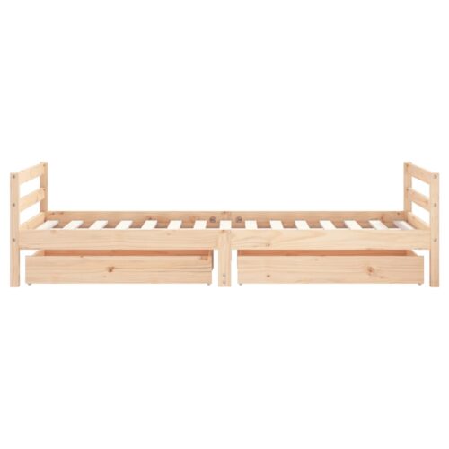 Kids Bed Frame with Drawers 90x190cm Solid Wood Pine - Image 6