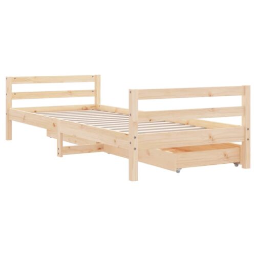 Kids Bed Frame with Drawers 90x190cm Solid Wood Pine - Image 7