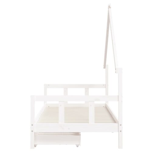 Kids Bed Frame with Drawers White 90x190cm Solid Wood Pine - Image 6