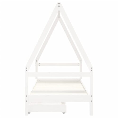 Kids Bed Frame with Drawers White 90x190cm Solid Wood Pine - Image 5