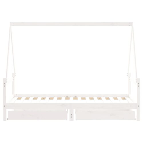 Kids Bed Frame with Drawers White 90x190cm Solid Wood Pine - Image 6