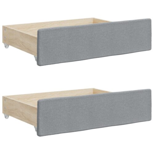 Bed Drawers 2 pcs Light Grey Engineered Wood and Fabric - Image 2