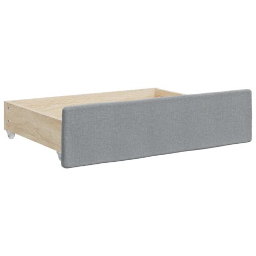 Bed Drawers 2 pcs Light Grey Engineered Wood and Fabric - Image 3