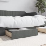 Bed Drawers 2 pcs Dark Grey Engineered Wood and Fabric