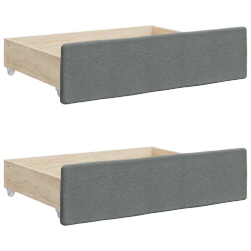 Bed Drawers 2 pcs Dark Grey Engineered Wood and Fabric - Image 2