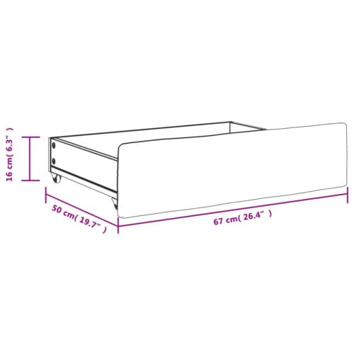 Bed Drawers 2 pcs Dark Grey Engineered Wood and Fabric - Image 8