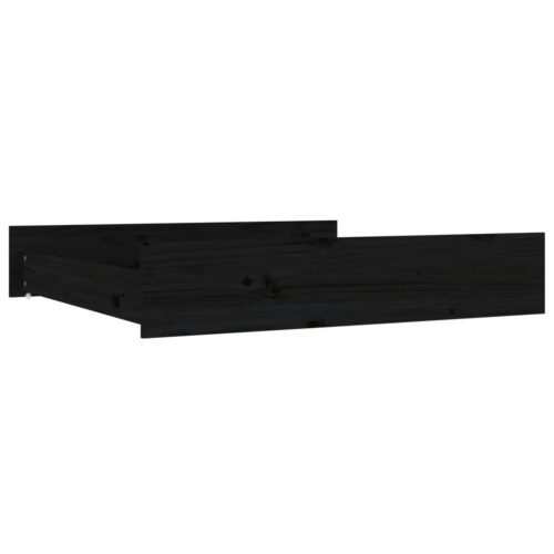 Bed Drawers 2 pcs Black Solid Wood Pine - Image 3