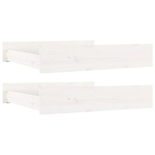 Bed Drawers 2 pcs White Solid Wood Pine - Image 2