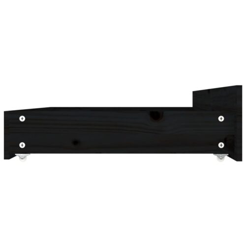 Bed Drawers 4 pcs Black Solid Wood Pine - Image 5