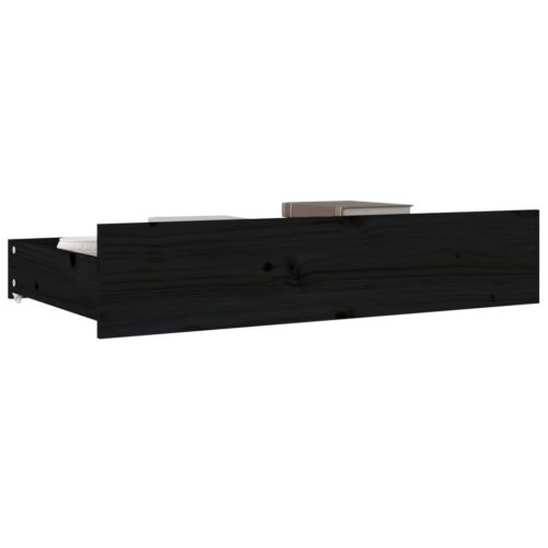 Bed Drawers 4 pcs Black Solid Wood Pine - Image 6