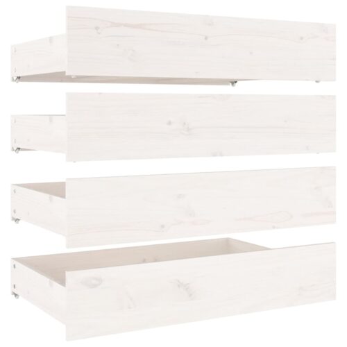 Bed Drawers 4 pcs White Solid Wood Pine - Image 2