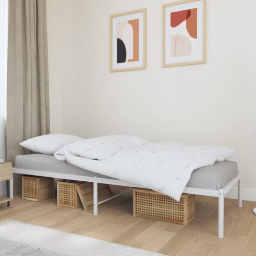 Metal Bed Frame White 90x190cm