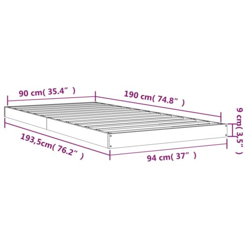 Bed Frame 90x190cm Solid Wood Pine - Image 8