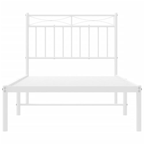 Metal Bed Frame with Headboard White 90x190cm - Image 5