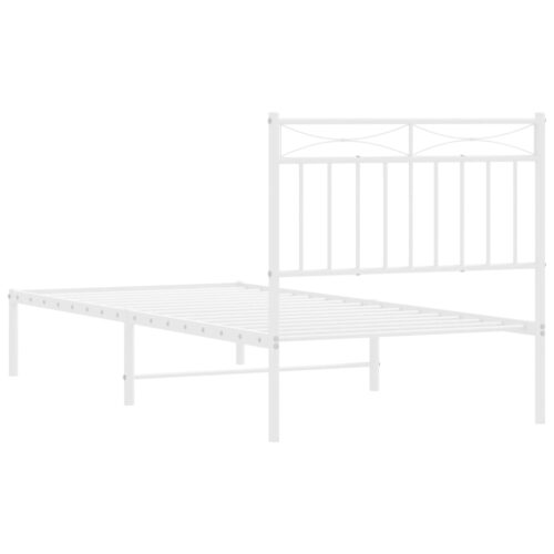 Metal Bed Frame with Headboard White 90x190cm - Image 7