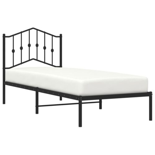 Metal Bed Frame with Headboard Black 90x190cm - Image 3