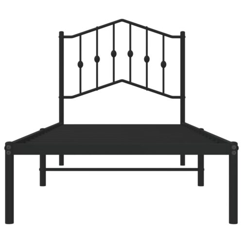 Metal Bed Frame with Headboard Black 90x190cm - Image 5