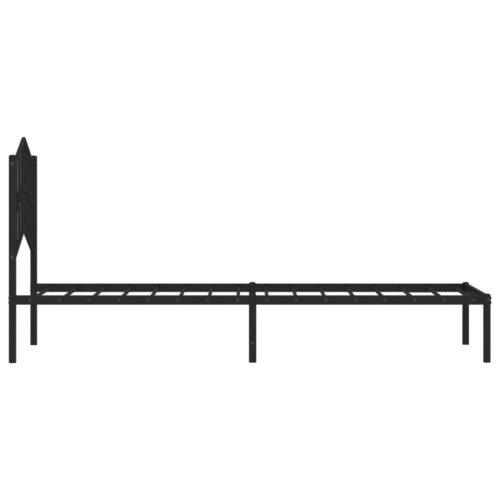 Metal Bed Frame with Headboard Black 90x190cm - Image 6