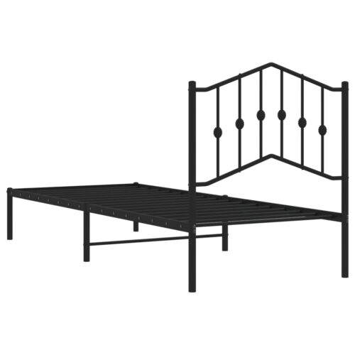Metal Bed Frame with Headboard Black 90x190cm - Image 7