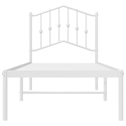 Metal Bed Frame with Headboard White 90x190cm - Image 5