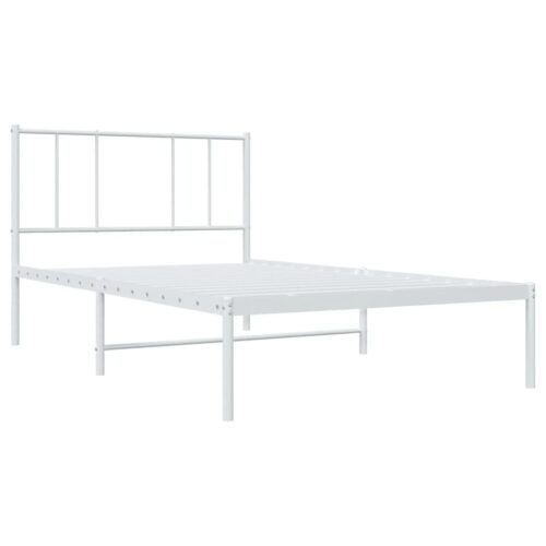 Metal Bed Frame with Headboard White 107x203cm King Single - Image 5