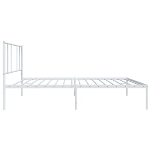 Metal Bed Frame with Headboard White 107x203cm King Single - Image 7