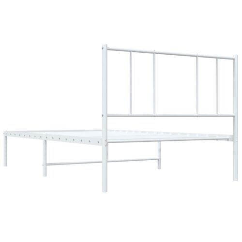 Metal Bed Frame with Headboard White 107x203cm King Single - Image 8