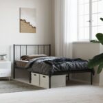 Metal Bed Frame with Headboard Black 107x203cm King Single