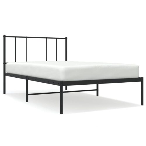 Metal Bed Frame with Headboard Black 107x203cm King Single - Image 2