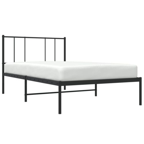 Metal Bed Frame with Headboard Black 107x203cm King Single - Image 3